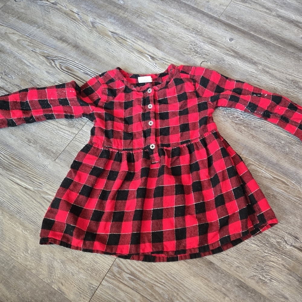 4T Girls Red and Black Plaid Shirt